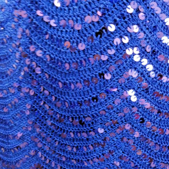 Blue PROM Dress Size 8 Crochet Lace Sequins Rare Sexy British Statement Gorgeous - Picture 7 of 12
